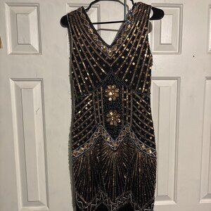 Babeyond 1920s fringed flapper Sequin Sleeveless Dress, Size Small